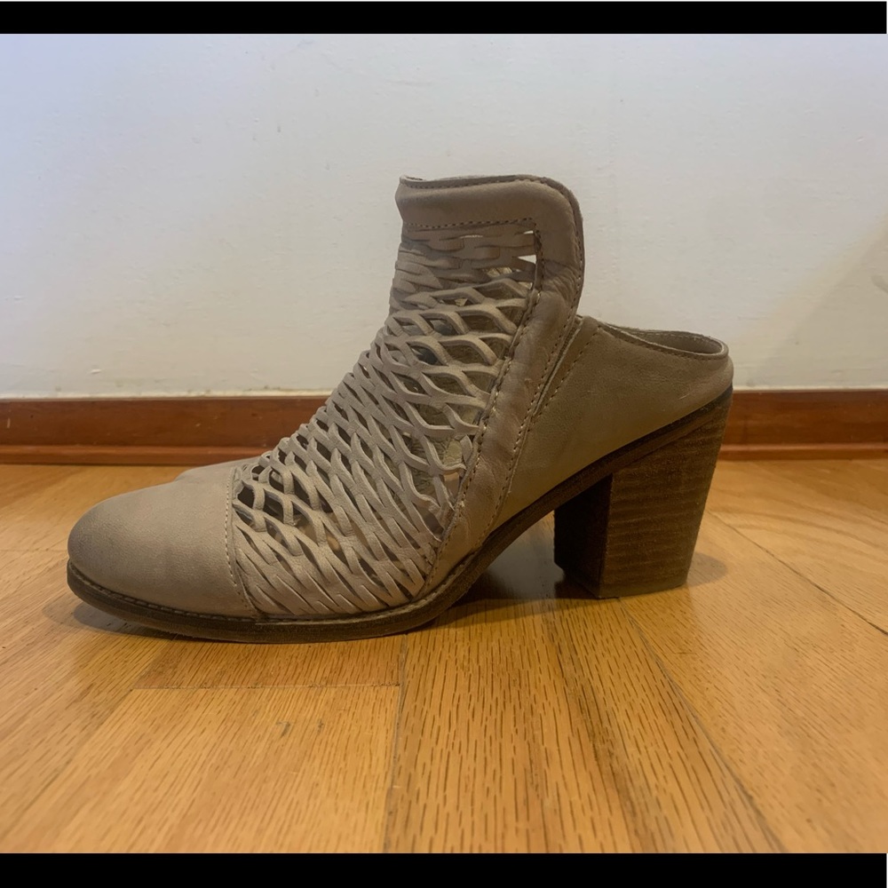 Dina True perforated mules. Mushroom color. Barely worn. Size 7